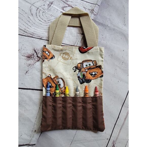 Cars Mator Crayon Holder Coloring Tote Bag Handmade Childrens Bag gift bag - Picture 1 of 8